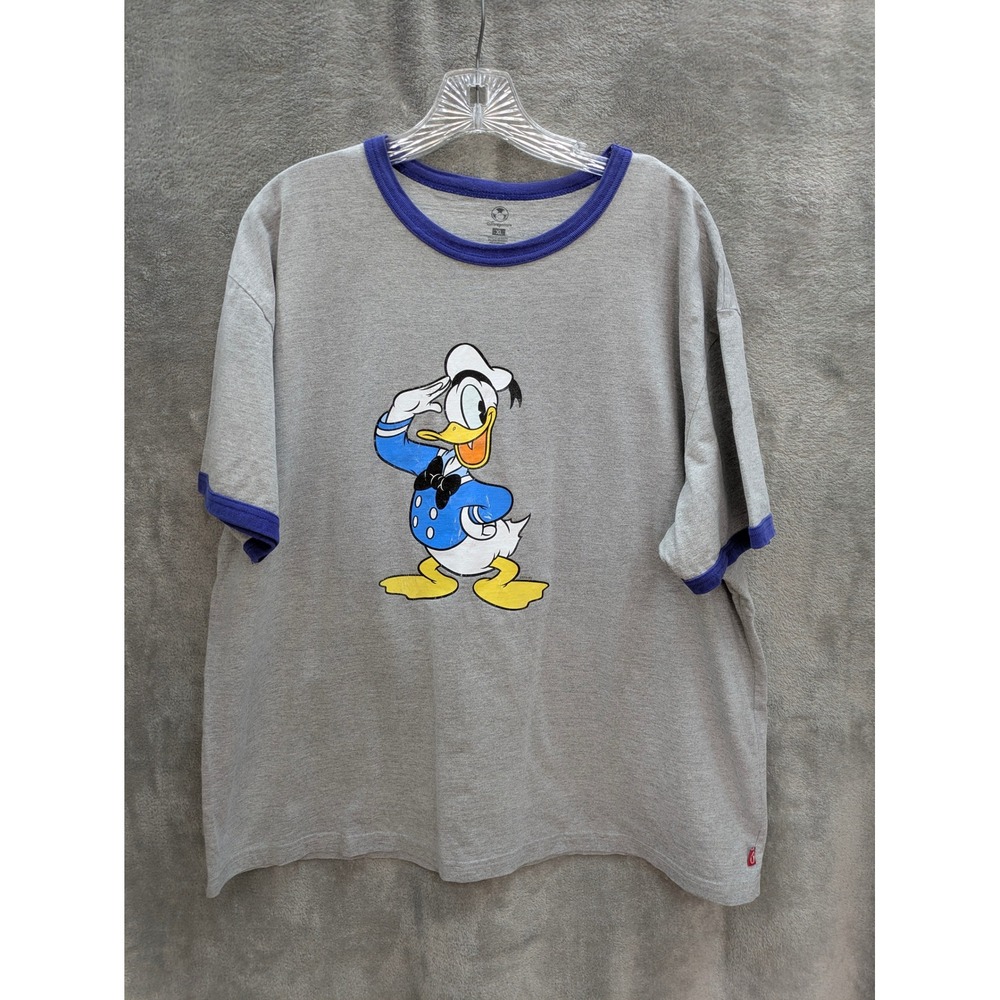 Disney Donald Duck Graphic TShirt XL Ringer‎ Tee Retro Novelty Casual